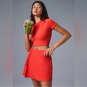 ALO Yoga Backspin Skirt in Red Hot Summer